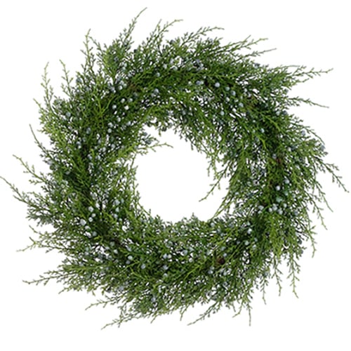 18" Artificial Juniper w/Berry Hanging Wreath -Green (pack of 4) - YWP542-GR