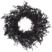 20" Flocked Artificial Halloween Pine Wreath -Black - YWP628-BK