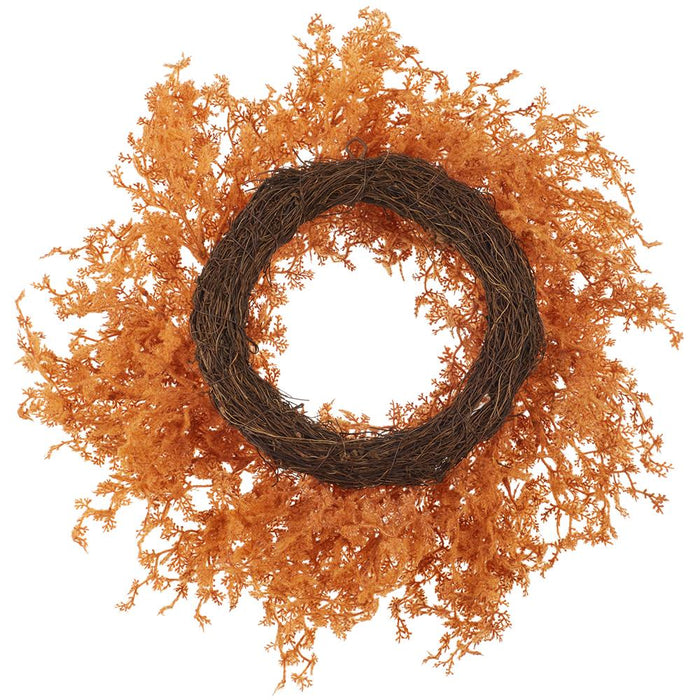 20" Flocked Artificial Halloween Pine Wreath -Orange - YWP628-OR