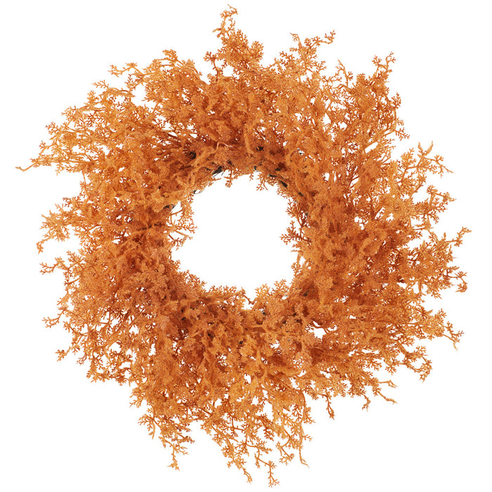 20" Flocked Artificial Halloween Pine Wreath -Orange - YWP628-OR