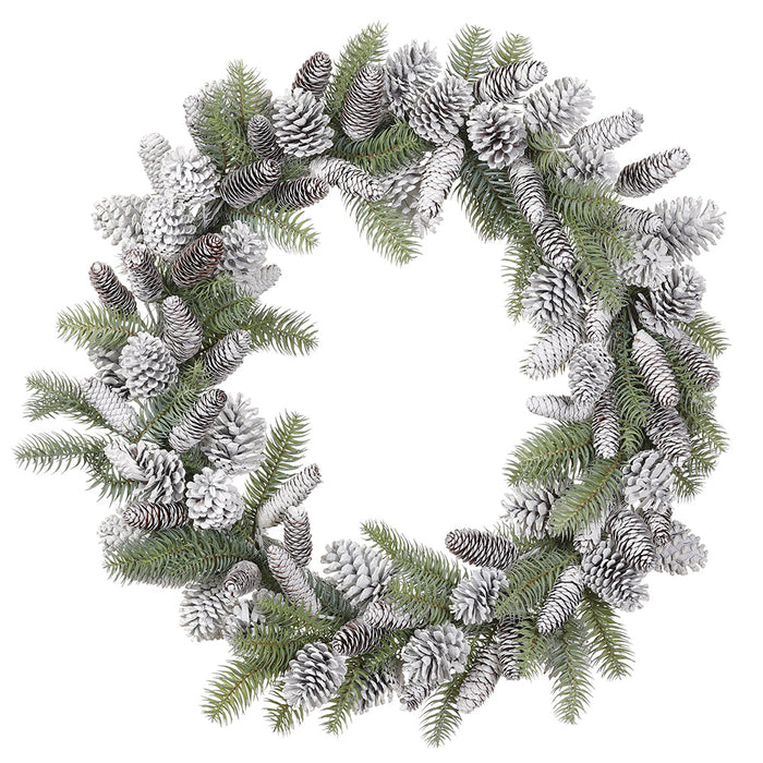32" Artificial Spruce & Pinecone Wreath -Gray/Whitewashed - YWS253-GY/WW