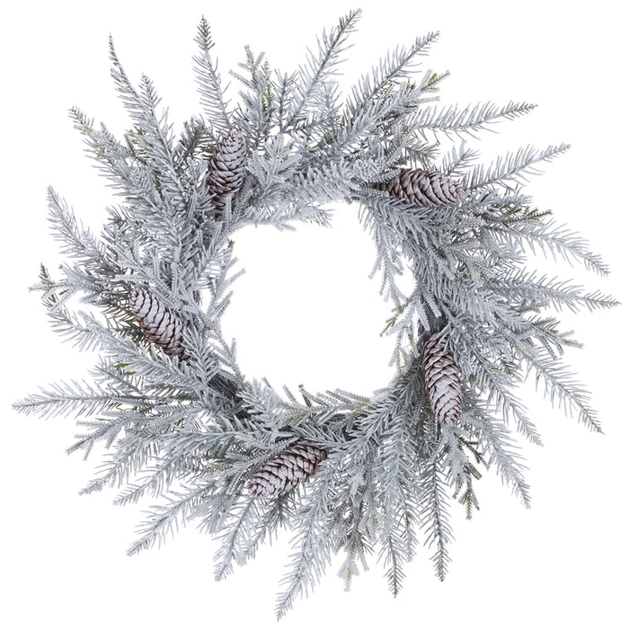 22" Flocked Pinecone & Mixed Pine Artificial Wreath -Green/Brown (Pack of 2) - YWS385-GR/BR