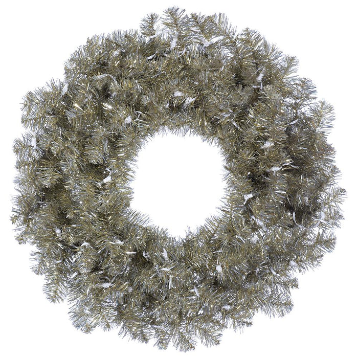 30" Artificial Tinsel Wreath, LED Pre-Lit -Platinum (Pack of 4) - YWT030-PM