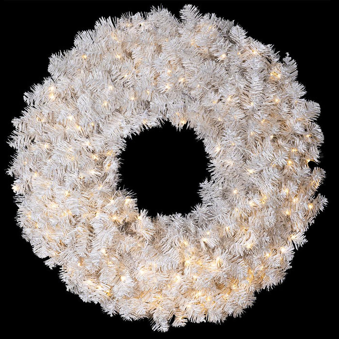 30" Artificial White Noble Wreath, Micro LED Pre-Lit -White (Pack of 2) - YWW230-WH
