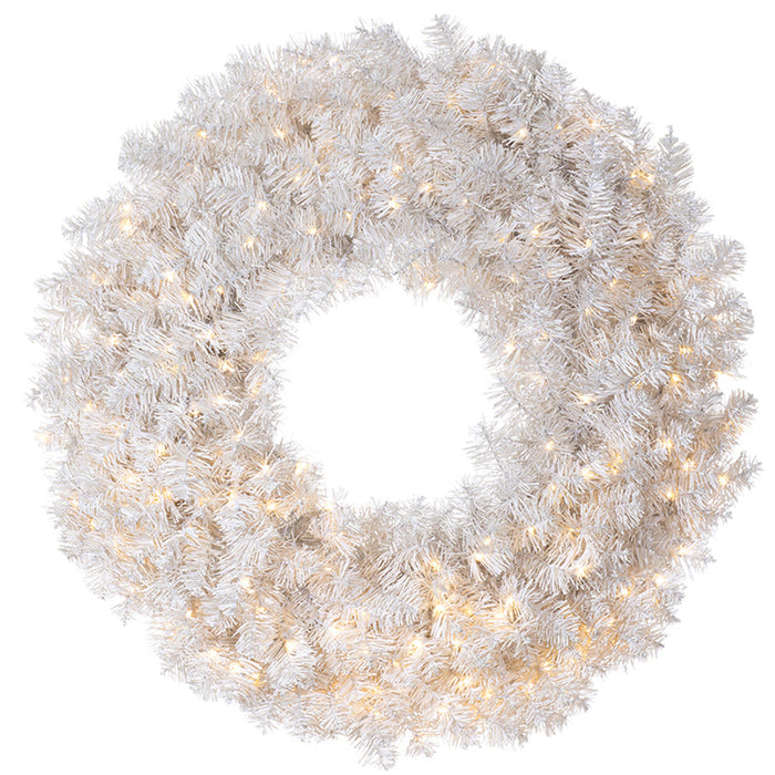 30" Artificial White Noble Wreath, Micro LED Pre-Lit -White (Pack of 2) - YWW230-WH