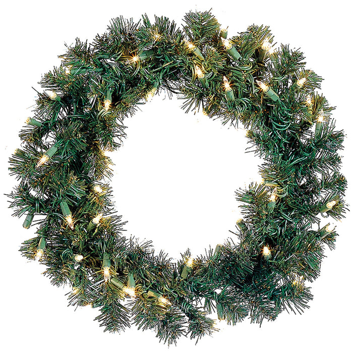18" Artificial Windsor Pine Wreath, Pre-Lit -Green (Pack of 6) - YWW818-GR