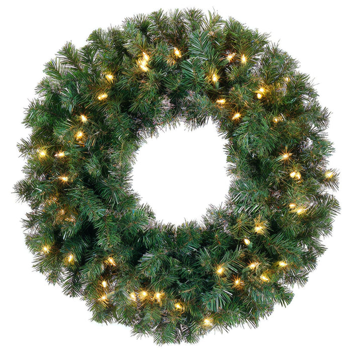 24" Artificial Windsor Pine Wreath, Pre-Lit -Green (Pack of 4) - YWW824-GR