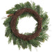 24" Plastic Pinecone & Mixed Pine Artificial Wreath -Green/Brown - YWX010-GR/BR