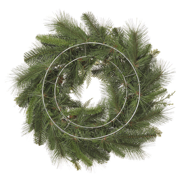 24" Faux Mixed Pine, Berry & Pinecone Wreath -Green/Red (Pack of 2) - YWX024-GR/RE