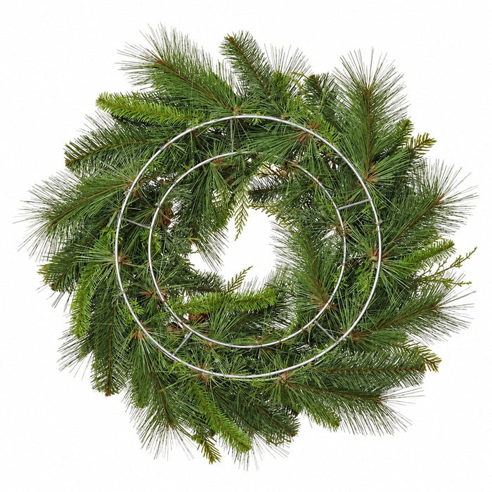 24" Faux Mixed Pine, Berry & Pinecone Wreath -Green/Red (Pack of 2) - YWX024-GR/RE