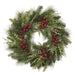 24" Faux Mixed Pine, Berry & Pinecone Wreath -Green/Red (Pack of 2) - YWX024-GR/RE