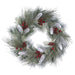 30" Snowed Artificial Pinecone, Berry & Pine Hanging Wreath -Green/Red (pack of 2) - YWX215-GR/RE