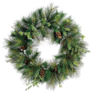 36" Artificial Mixed Pine, Pinecone & Twig Hanging Wreath -Green/Brown - YWX424-GR/BR