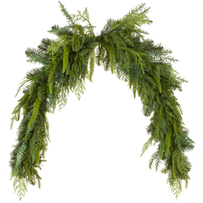 5' Wide PE Soft-Touch Artificial Mixed Cedar & Pine Mantel Swag -Green (Pack of 4) - YZCMAG-60