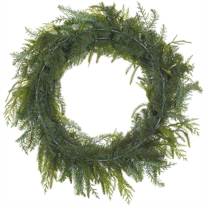 25" PE Soft-Touch Artificial Mixed Cedar & Pine Wreath -Green - YZCMAW-25