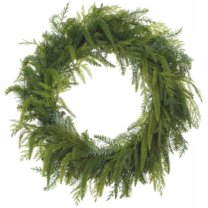 25" PE Soft-Touch Artificial Mixed Cedar & Pine Wreath -Green - YZCMAW-25