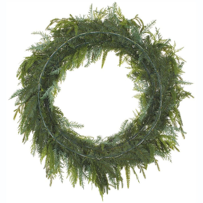 32" PE Soft-Touch Artificial Mixed Cedar & Pine Wreath -Green - YZCMAW-32