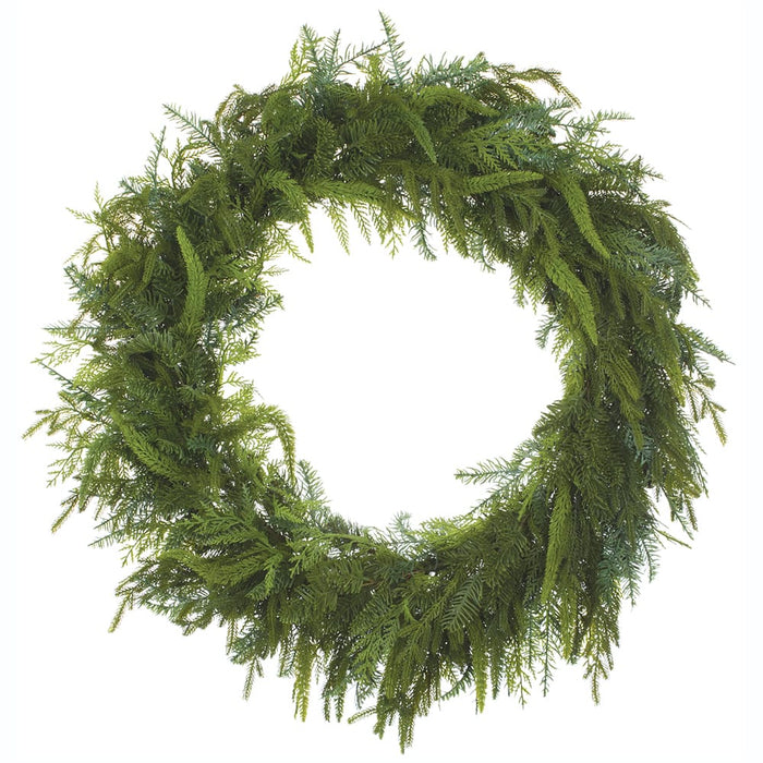 32" PE Soft-Touch Artificial Mixed Cedar & Pine Wreath -Green - YZCMAW-32
