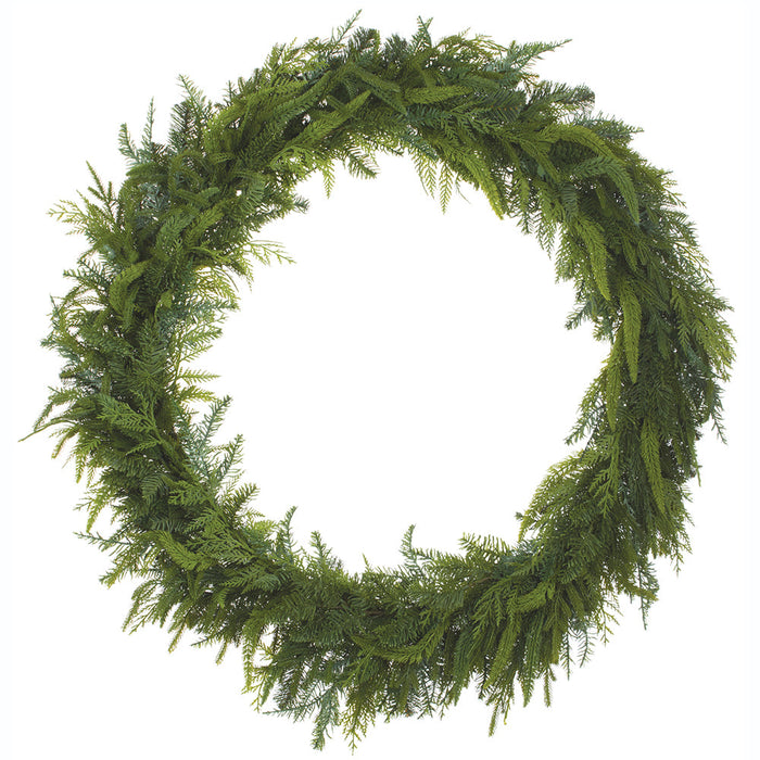 38" PE Soft-Touch Artificial Mixed Cedar & Pine Wreath -Green - YZCMAW-38