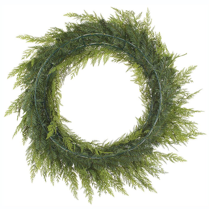 32" PE Soft-Touch Artificial Cedar Wreath -Green - YZCSAW-32
