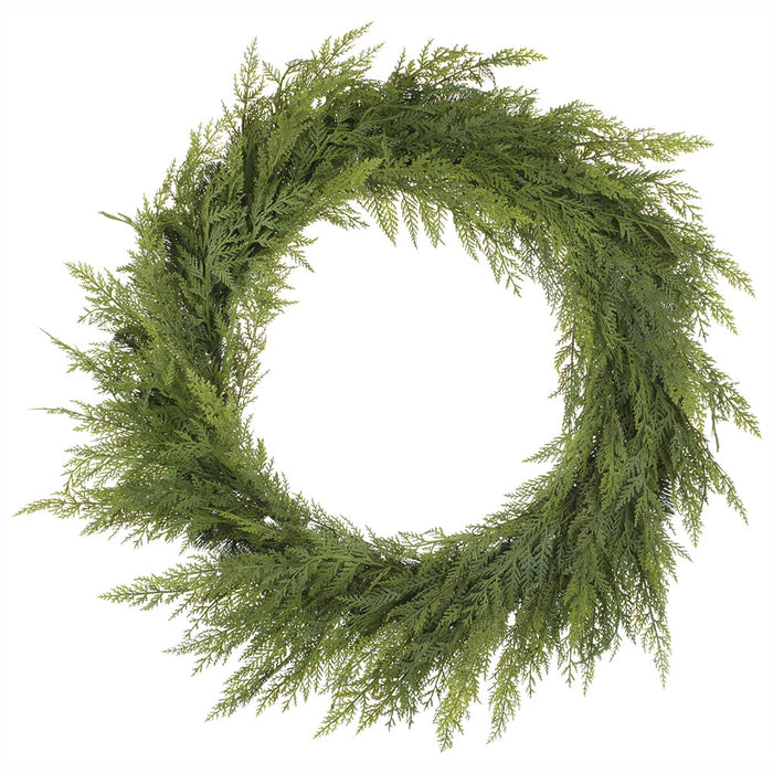 32" PE Soft-Touch Artificial Cedar Wreath -Green - YZCSAW-32