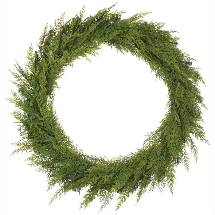 38" PE Soft-Touch Artificial Cedar Wreath -Green - YZCSAW-38