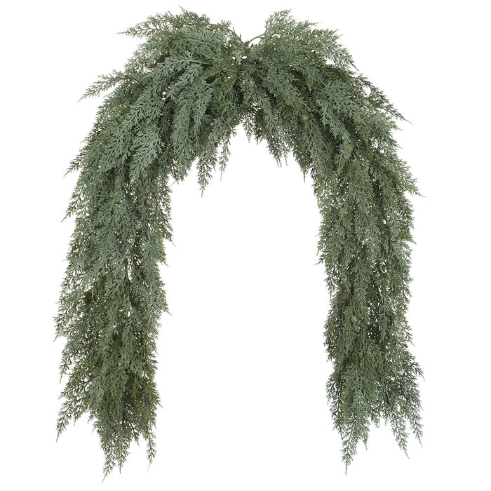 6' Wide PE Soft-Touch Artificial Juniper Mantel Swag -Gray/Green (Pack of 2) - YZJSBG-73