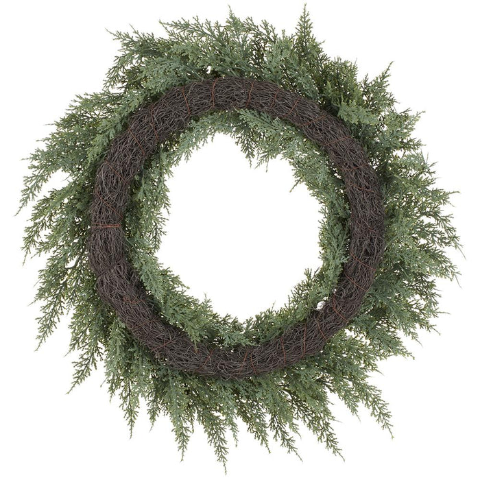 22" PE Soft-Touch Artificial Juniper Wreath -Gray/Green (Pack of 4) - YZJSBW-22
