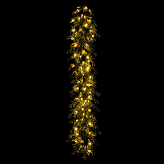6' Spruce & Pinecone Artificial Garland, LED Pre-Lit -Green/Brown (Pack of 2) - YZMX1G-6L
