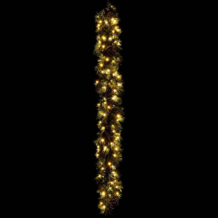 6' Caspian Mixed Pine & Pinecone Artificial Garland, LED Pre-Lit -Green/Brown (Pack of 4) - YZMX2G-6L