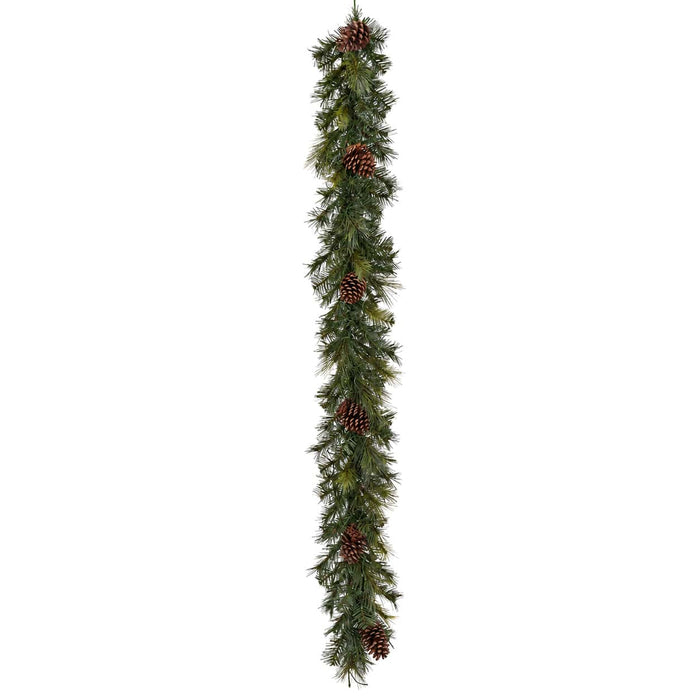 6' Caspian Mixed Pine & Pinecone Artificial Garland, LED Pre-Lit -Green/Brown (Pack of 4) - YZMX2G-6L