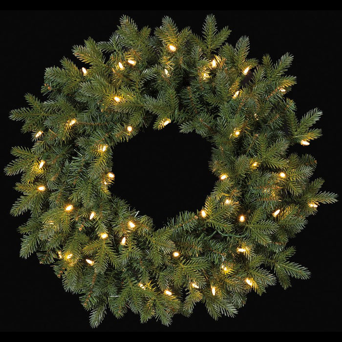 24" Artificial Noble Fir Wreath, LED Pre-Lit -Green (Pack of 12) - YZNBAW-24/LD