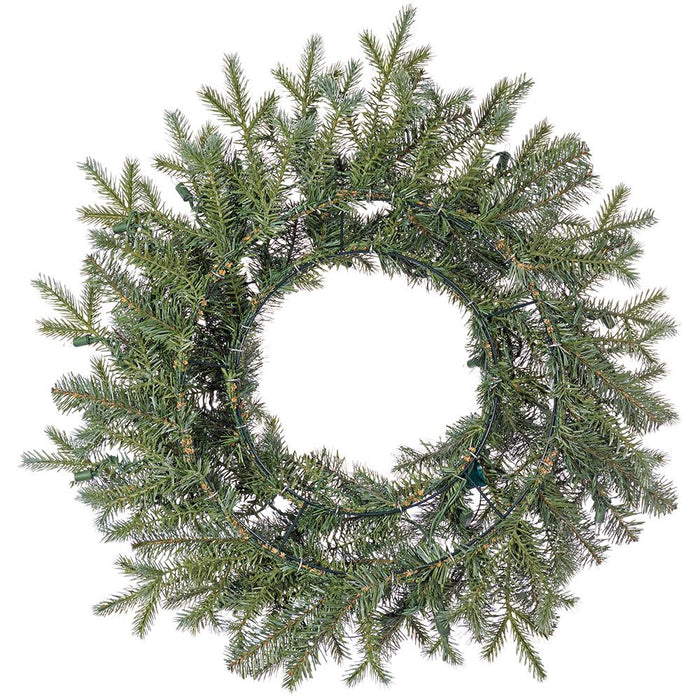 24" Artificial Noble Fir Wreath, LED Pre-Lit -Green (Pack of 12) - YZNBAW-24/LD