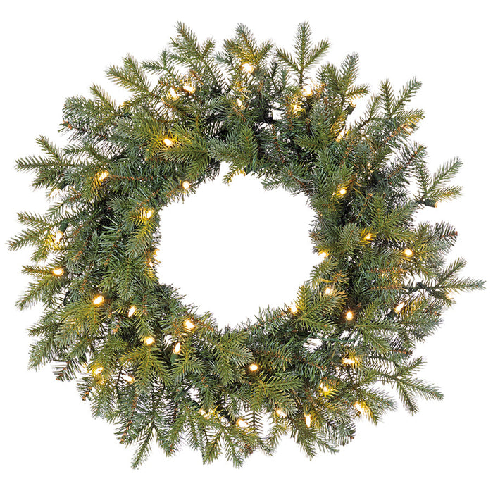 24" Artificial Noble Fir Wreath, LED Pre-Lit -Green (Pack of 12) - YZNBAW-24/LD