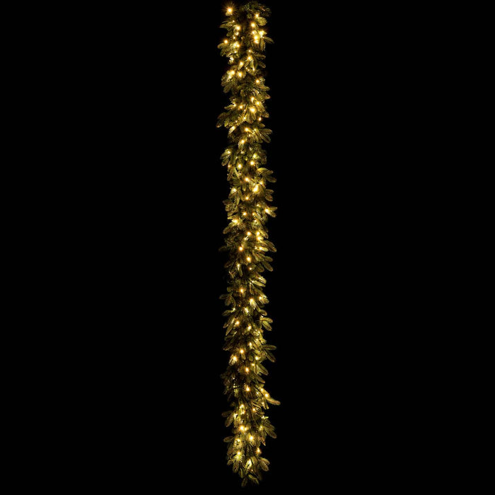 9' Mixed Nordmann Fir Artificial Garland, LED Pre-Lit (Twinkle) -Green (Pack of 2) - YZNMAG-9LHT