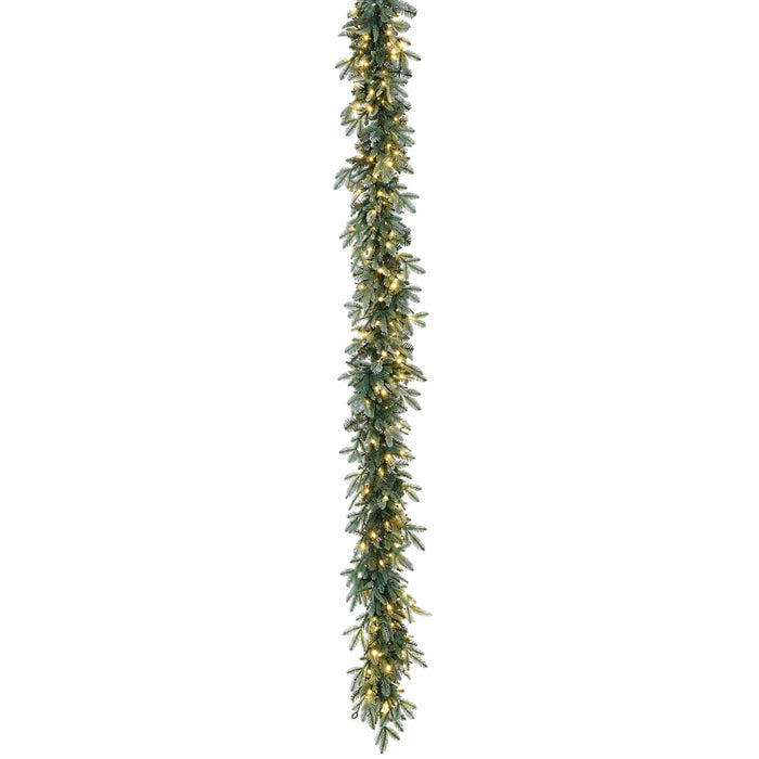 9' Mixed Nordmann Fir Artificial Garland, LED Pre-Lit (Twinkle) -Green (Pack of 2) - YZNMAG-9LHT