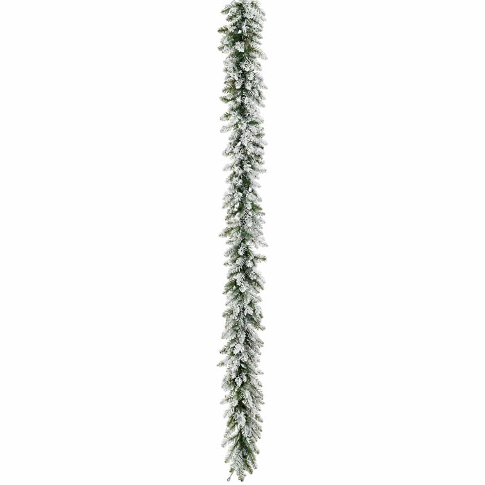 9' Flocked Noble Pine Artificial Garland, LED Pre-Lit -White (Pack of 4) - YZSBAG-9LDX
