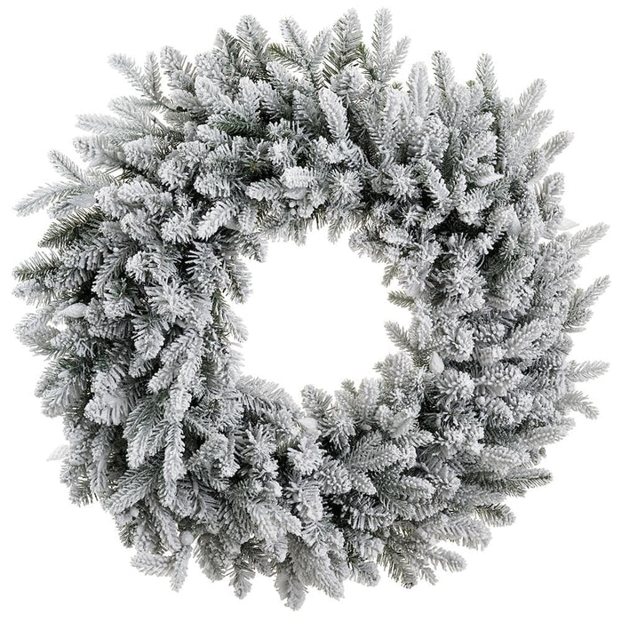 30" Artificial Flocked Noble Pine Wreath, LED Pre-Lit -White (Pack of 2) - YZSBAW-3LDX