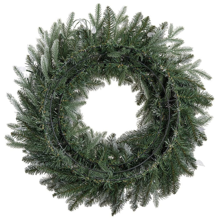 30" Artificial Flocked Noble Pine Wreath, LED Pre-Lit -White (Pack of 2) - YZSBAW-3LDX