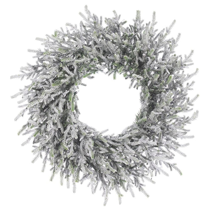30" Artificial Flocked Willow Pine Wreath, LED Pre-Lit -Green (Pack of 6) - YZSWAW-30LD