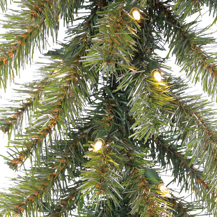 6'Lx12"W Tinsel Artificial Garland, LED Pre-Lit -Green/Silver (Pack of 12) - YZTNAG-72/GS