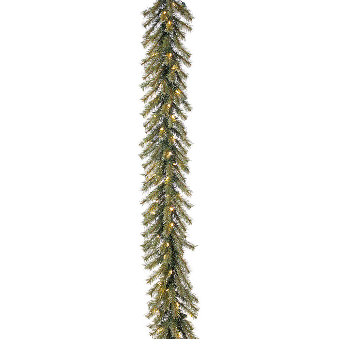 6'Lx12"W Tinsel Artificial Garland, LED Pre-Lit -Green/Silver (Pack of 12) - YZTNAG-72/GS