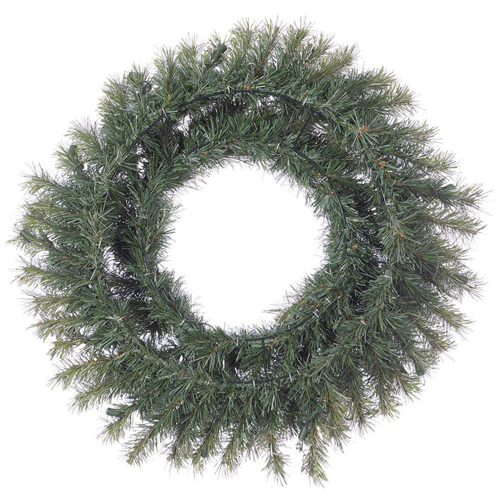 24" Artificial Tinsel Wreath, LED Pre-Lit -Green/Silver (Pack of 12) - YZTNAW-24/GS