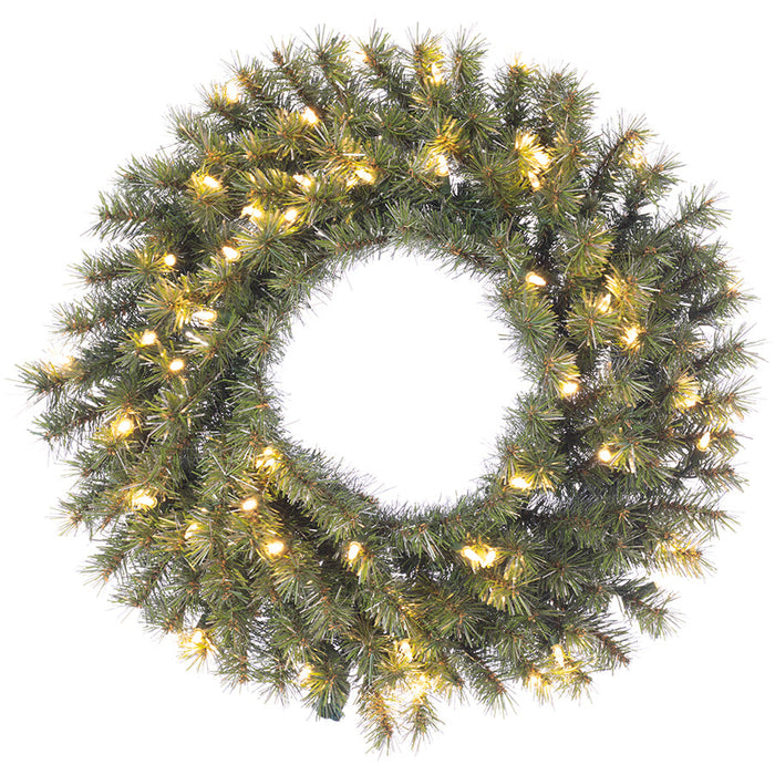 24" Artificial Tinsel Wreath, LED Pre-Lit -Green/Silver (Pack of 12) - YZTNAW-24/GS
