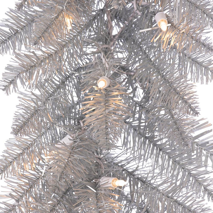 6'Lx12"W Tinsel Artificial Garland, LED Pre-Lit -Champagne (Pack of 12) - YZTNBG-24/CN