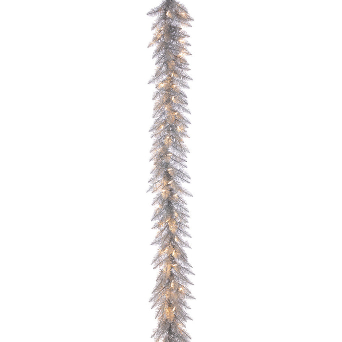 6'Lx12"W Tinsel Artificial Garland, LED Pre-Lit -Champagne (Pack of 12) - YZTNBG-24/CN