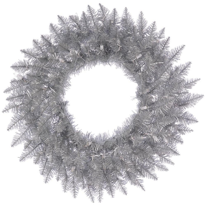 24" Artificial Tinsel Wreath, LED Pre-Lit -Champagne (Pack of 12) - YZTNBW-24/CN