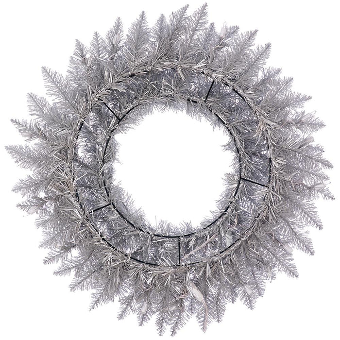 24" Artificial Tinsel Wreath, LED Pre-Lit -Champagne (Pack of 12) - YZTNBW-24/CN