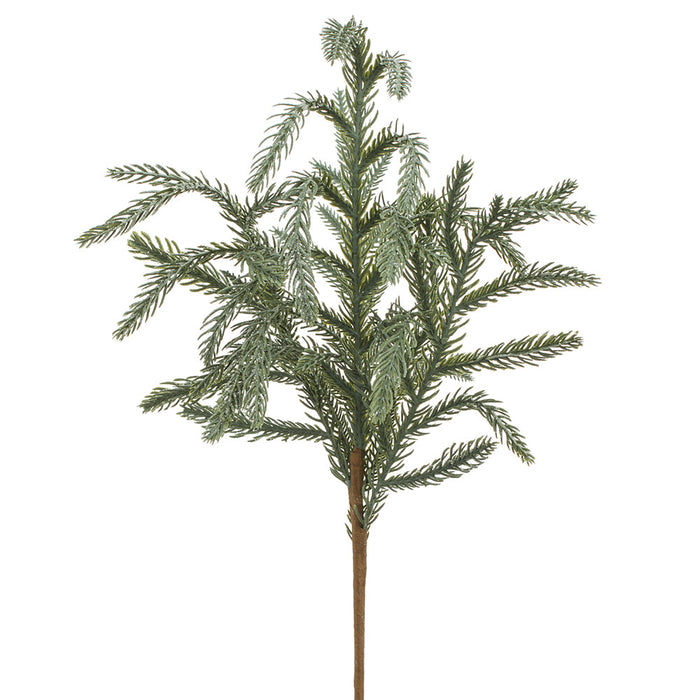 20" Frosted Artificial Willow Pine Stem -Green/White (Pack of 24) - YZWFBS-20