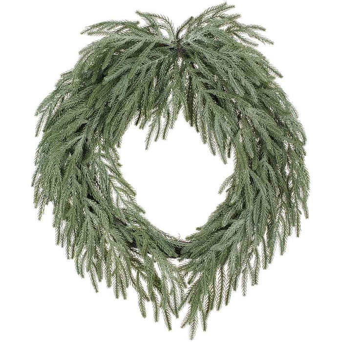 30" Frosted Artificial Willow Pine Wreath -Green/White - YZWFBW-30